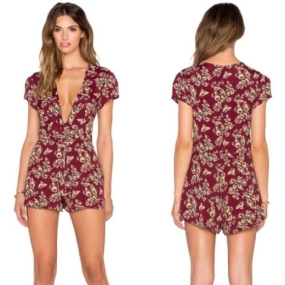 Blue Life Pants - Blue Life Day Tripper Romper Bordeaux Floral S NEW